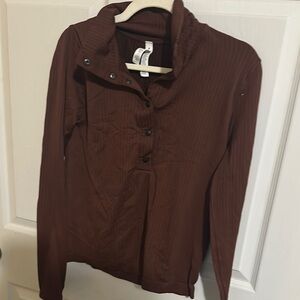 NWOT Athleta Brown Knit Top with Collar